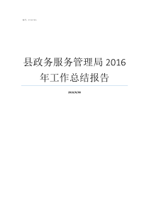 县政务服务管理局2016年工作总结报告县政务服务和大数据管理局