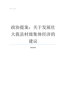 政协提案：关于发展壮大我县村级集体经济的建议我的政协提案