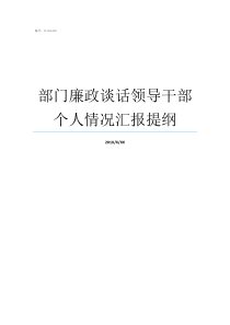 部门廉政谈话领导干部个人情况汇报提纲