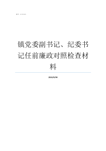 镇党委副书记、纪委书记任前廉政对照检查材料