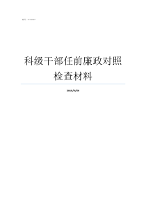 科级干部任前廉政对照检查材料
