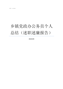 乡镇党政办公务员个人总结（述职述廉报告）乡镇人民政府公务员