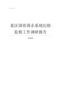 某区国资国企系统纪检监察工作调研报告国资企业是国企吗