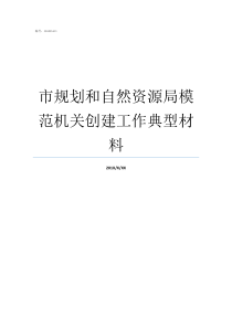 市规划和自然资源局模范机关创建工作典型材料区规划和自然资源局