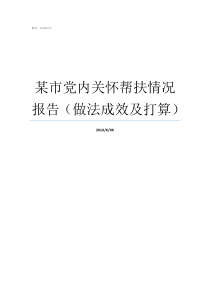 某市党内关怀帮扶情况报告（做法成效及打算）关怀帮扶制度