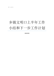 乡镇文明口上半年工作小结和下一步工作计划乡镇工作半年总结