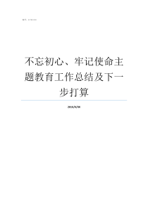 不忘初心、牢记使命主题教育工作总结及下一步打算牢记初心不忘使命发言材料