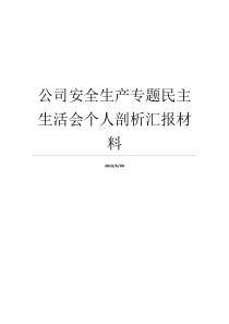 安全生产剖析汇报材料
