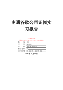 南通谷歌公司识岗实习报告