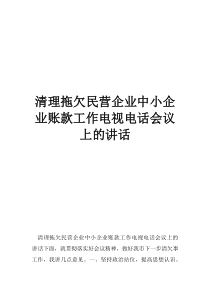 拖欠民营企业中小企业账款清理拖欠民营企业中小企业账款工作电视电话会议上的讲话