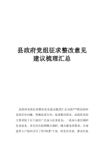 新野县政府党组人员县政府党组征求整改意见建议梳理汇总