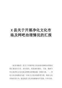 文化市场的含义县关于开展净化文化市场及网吧治理情况的汇报