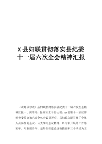 分组审议县委全会送审稿县妇联贯彻落实县纪委十一届六次全会精神汇报