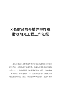 财政局个人年度工作报告县财政局多措并举打造财政阳光工程工作汇报