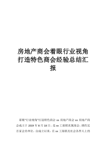 北京房地产商会会长房地产商会着眼行业视角打造特色商会经验总结汇报