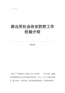 2020年公安机关治安工作总派出所社会治安防控工作经验介绍