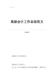 会计个人工作总结范文简短高级会计工作总结范文