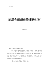 党组织先进事迹300字基层党组织建设事迹材料