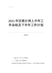 物业公司2020年终总结2021年区统计局上半年工作总结及下半年工作计划