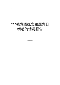 讨论镇党委工作报告***镇党委抓实主题党日活动的情况报告