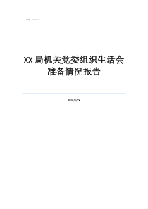 个人征求意见表填写局机关党委组织生活会准备情况报告