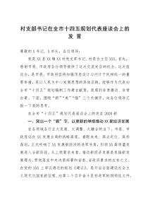 村支部书记在全市十四五规划代表座谈会上的发言