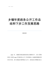 政务公开年度工作报告乡镇年度政务公开工作总结和下步工作发展思路