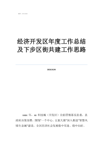 部门工作总结经济开发区年度工作总结及下步区街共建工作思路
