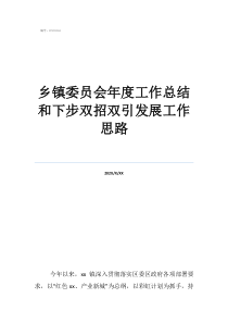 销售工作总结及工作计划乡镇委员会年度工作总结和下步双招双引发展工作思路