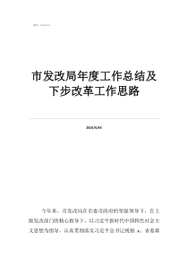 物业工作总结及工作计划市发改局年度工作总结及下步改革工作思路
