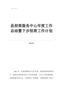 商管招商部个人总结以及工作计划县招商服务中心年度工作总结暨下步招商工作计划