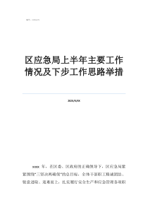 个人工作思路范文区应急局上半年主要工作情况及下步工作思路举措