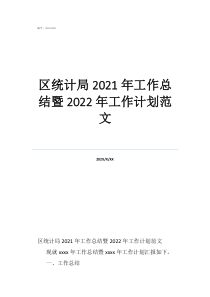 个人工作计划区统计局2021年工作总结暨2022年工作计划范文