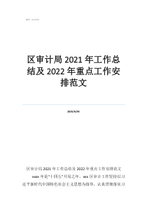 审计的工作总结区审计局2021年工作总结及2022年重点工作安排范文