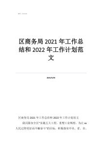 商务局电子商务工作总结区商务局2021年工作总结和2022年工作计划范文