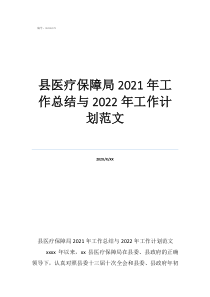个人工作总结和计划县医疗保障局2021年工作总结与2022年工作计划范文