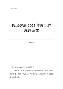 工作思路及方案县卫健局2022年度工作思路范文