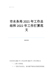 水利单位年终工作总结市水务局2021年工作总结和2022年工作打算范文