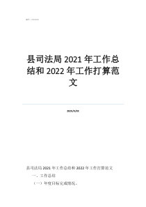 司法局个人总结范文县司法局2021年工作总结和2022年工作打算范文