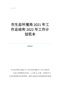 市生态环境局2021年工作总结和2022年工作计划范本