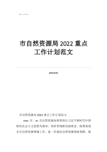 市自然资源局2022重点工作计划范文
