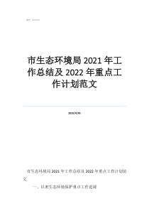 市生态环境局2021年工作总结及2022年重点工作计划范文