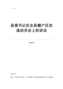 石建旺儿子石光源县委书记在全县棚户区改造动员会上的讲话