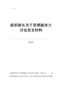 小说《组织部长》组织部长关于思想破冰大讨论发言材料