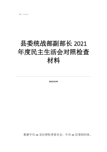 统战部部长和市长谁大县委统战部副部长2021年度民主生活会对照检查材料