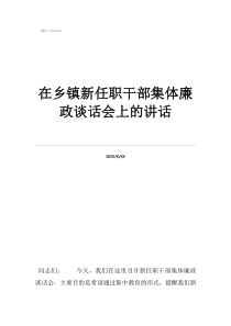 乡镇廉政谈话在乡镇新任职干部集体廉政谈话会上的讲话