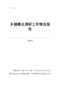 蹲点调研转作风乡镇蹲点调研工作情况报告