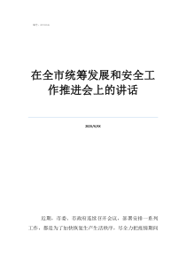 党员会上驻村干部讲话在全市统筹发展和安全工作推进会上的讲话
