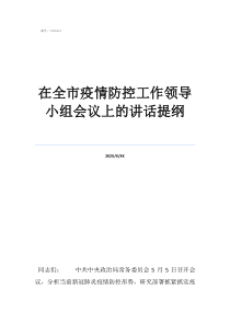 疫情防控领导小组及职在全市疫情防控工作领导小组会议上的讲话提纲