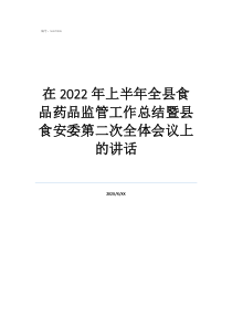 食品药品监管对策建议在2022年上半年全县食品药品监管工作总结暨县食安委第二次全体会议上的讲话